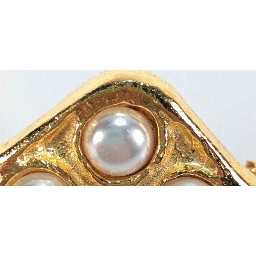 VTG Robert Zentall Tie/Scarf Hinged Clip Faux Pearl Gold Plated Unisex Signed - Picture 6 of 7